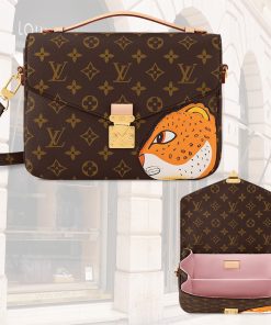 LouisVuitton モノグラムキャンバスボディにグレイン牛革のレオパードパッチ付き M47203 M40780