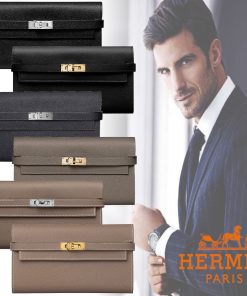大人の贅沢 ◆Hermes直営店◆グレージュ&ブラック☆長財布 KELLY